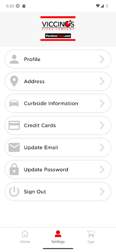 Screenshot of Viccino’s Pizza