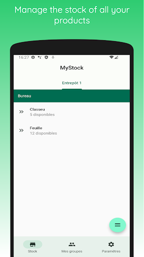 Android application MyStock - Inventory management screenshort