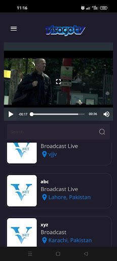 Android application VisageTV screenshort