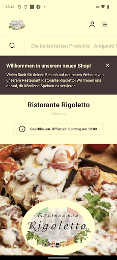 Android application Ristorante Rigoletto screenshort