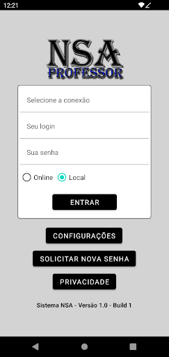 Android application NSA - Professor App screenshort