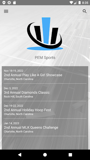 Android application PEM Sports screenshort
