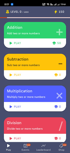 Android application Calc - Mathematical Game screenshort