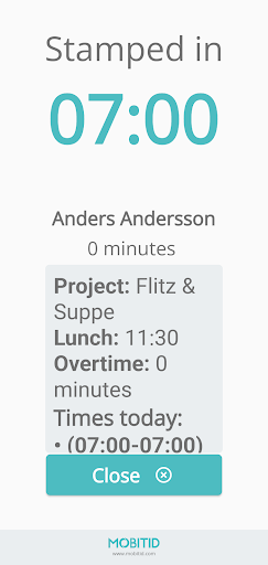 Mobitid Time Clock Screen 3