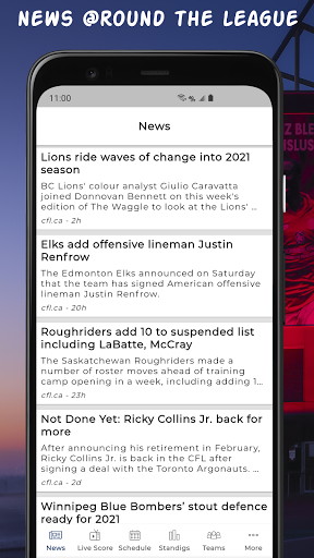 Android application 2023 CFL Schedule & Scores screenshort
