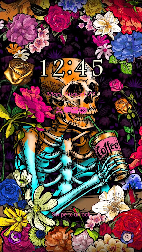 Skull Drinks Coffee -Wallpaper Screen 2