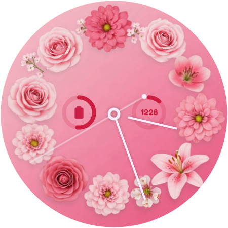 Pink Flower Watch Face screenshot 2
