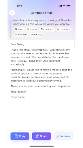 Compose AI: Email Assistant Screen 2