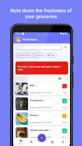Android application Fresh Note - Expiry Tracker screenshort