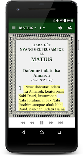 Alkitab, Haba Gét, Bahasa Acèh Screen 3