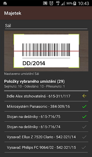 Android application Majetek screenshort