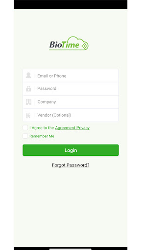 Android application ZKBio TimeCloud screenshort