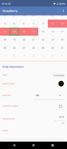 Private Period Tracker Screen 3