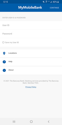 Android application My Mobile Bank screenshort