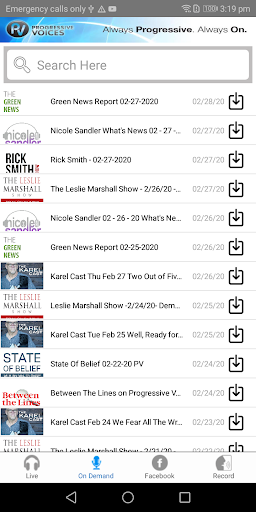 Progressive Voices App Screen 2