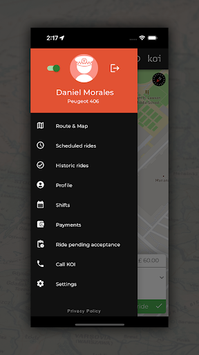 Android application KOI Chauffeur screenshort