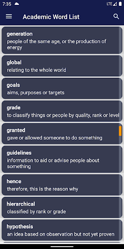 Android application IELTS Vocabulary screenshort