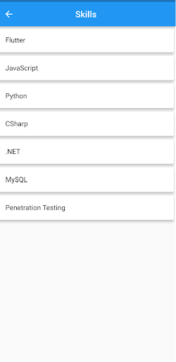 Dillons Portfolio App Screen 3