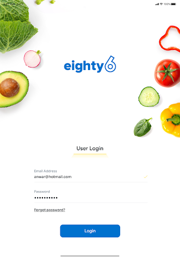 Android application Eighty6 Kitchen app screenshort