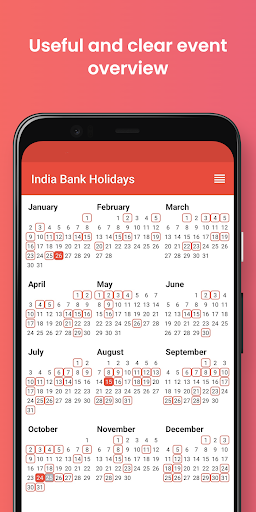 Android application India Bank Holidays 2024 screenshort