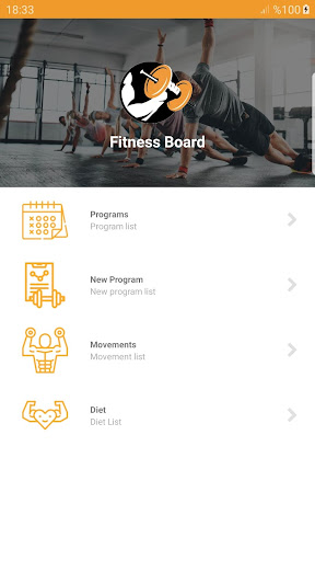 Android application Fitness Board screenshort
