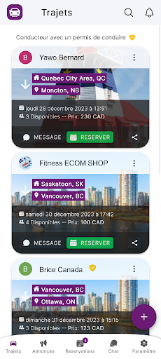 Android application Driv Covoiturage Canada screenshort