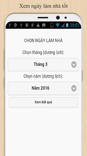 Android application Xem ngày làm nhà tốt screenshort