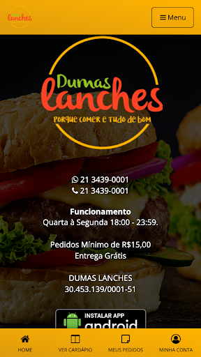 Android application Dumas Lanches screenshort