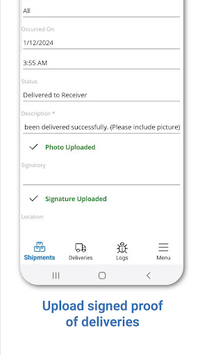 SmartConsign Courier App Screen 2