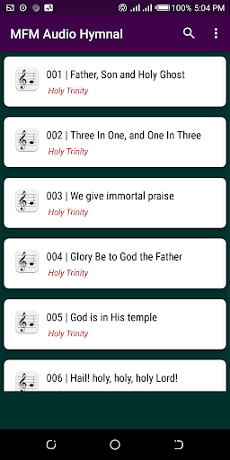Mountain of Fire Audio Hymnal Screen 3