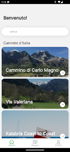 Android application Cammini d'Italia screenshort