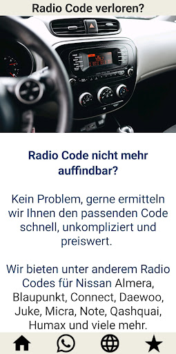 Radio code for Nissan Screen 2