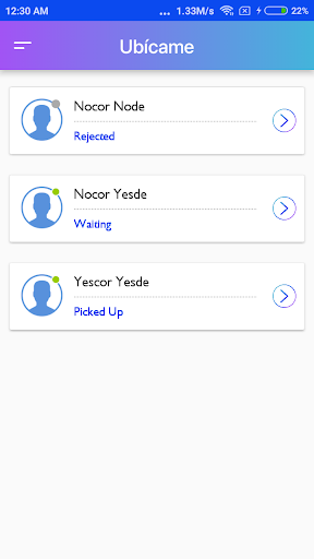 Android application Ubicame screenshort