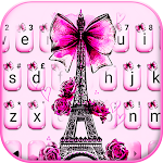 Cover Image of 下载 Eiffel Tower Pink Bow Keyboard  APK
