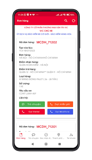 Android application VIC Chủ Xe screenshort