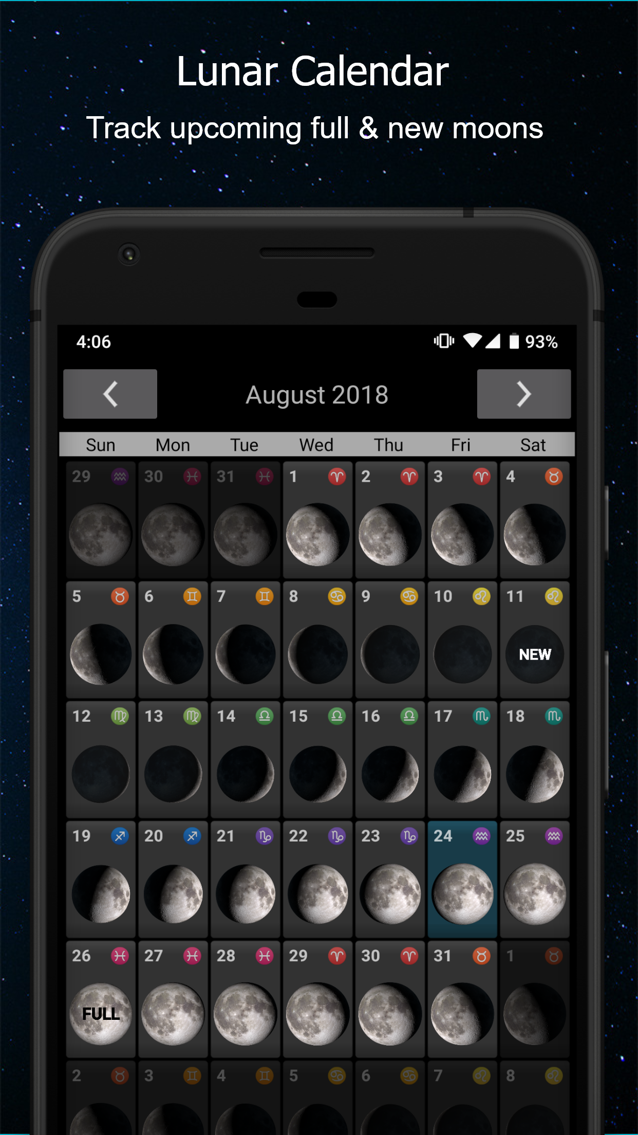 Android application Phases of the Moon screenshort