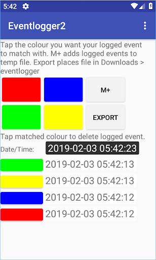 Android application EventLogger2 screenshort