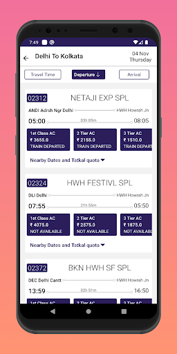 Indian Railway Train Status Screen 3