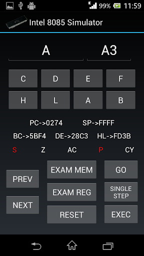Intel 8085 Simulator Screen 2