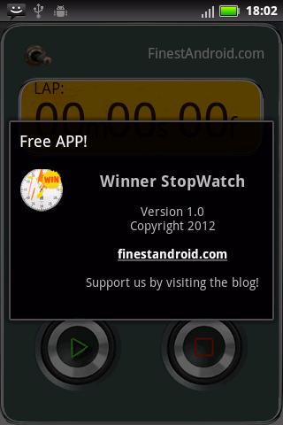 Winner stopwatch Screen 3