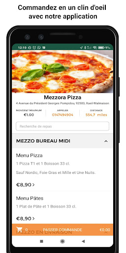Android application Mezzora Pizza screenshort