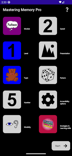 Android application Mastering Memory Pro screenshort