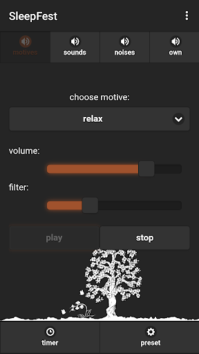 Android application SleepFest relax sleep sounds screenshort