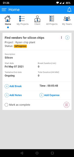 Android application Zing Productivity screenshort