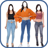 Girl Jeans Top Photo Suit icon
