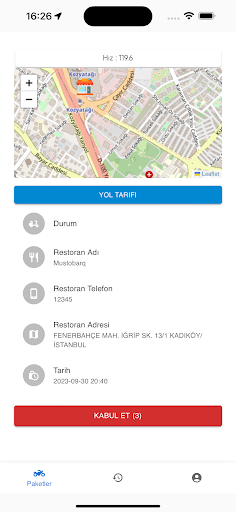 Resto Kurye Takip Screen 3