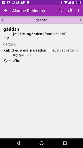 Akoose Dictionary Screen 3