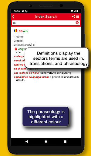Romanian-Italian Dictionary Screen 2