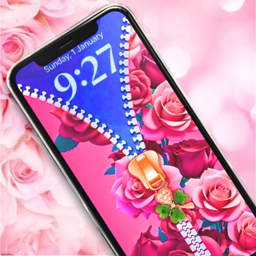 Lock screen zipper pink rose 2.0 Icon