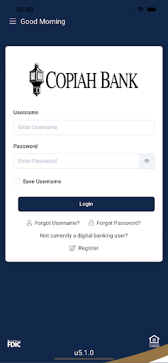 Android application Copiah Bank Mobile Banking screenshort